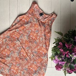 Lildy Orange-Brown and Blue Floral Tank Dress